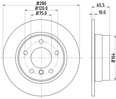 Тормозной диск задний невентилируемый HELLA 8DD 355 128-351