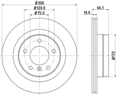 Тормозной диск задний вентилируемый HELLA 8DD 355 128-361