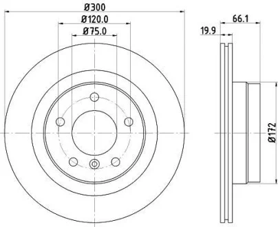 Тормозной диск задний вентилируемый HELLA 8DD 355 128-361