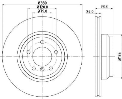 Тормозной диск передний вентилируемый HELLA 8DD 355 128-431