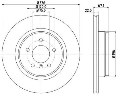 Тормозной диск задний вентилируемый HELLA 8DD 355 128-441