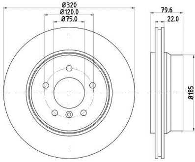 Тормозной диск задний вентилируемый HELLA 8DD 355 128-491