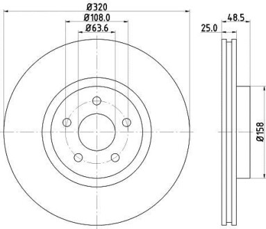 Тормозной диск передний вентилируемый HELLA 8DD 355 128-541