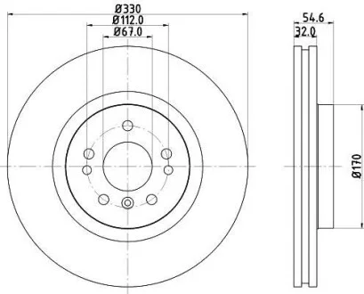 Тормозной диск передний вентилируемый HELLA 8DD 355 128-581