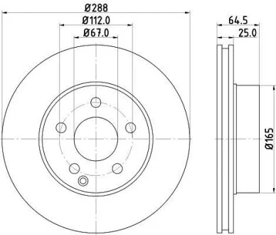 Тормозной диск передний вентилируемый HELLA 8DD 355 128-701