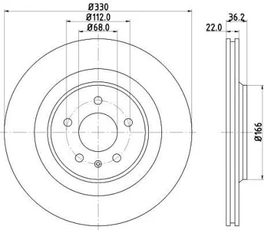 Тормозной диск задний вентилируемый HELLA 8DD 355 128-741