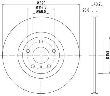 Тормозной диск передний вентилируемый HELLA 8DD 355 128-771