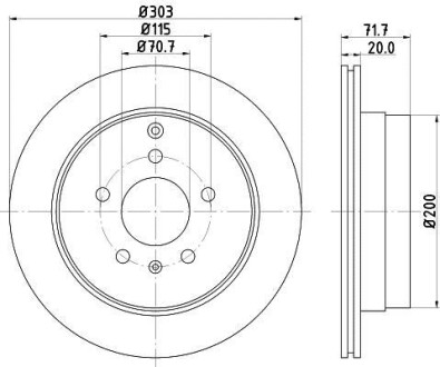 Тормозной диск задний вентилируемый HELLA 8DD 355 128-821