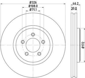 Тормозной диск передний вентилируемый HELLA 8DD 355 128-881