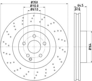 Тормозной диск передний вентилируемый HELLA 8DD 355 128-931