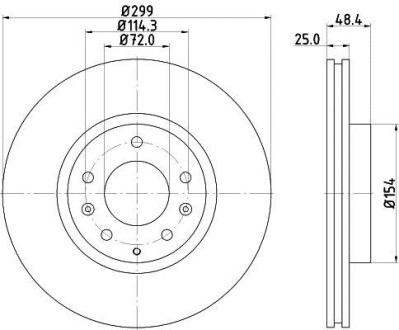 Тормозной диск передний вентилируемый HELLA 8DD 355 128-991