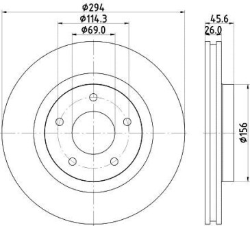 Тормозной диск передний вентилируемый HELLA 8DD 355 129-041