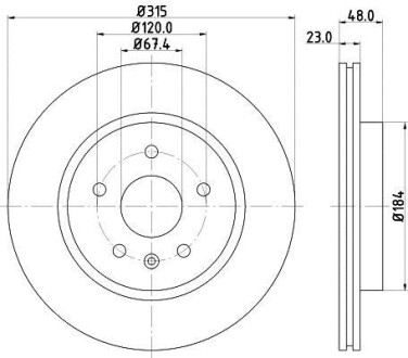 Тормозной диск задний вентилируемый HELLA 8DD 355 129-101