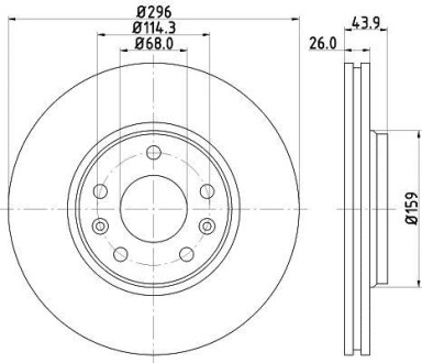 Тормозной диск передний вентилируемый HELLA 8DD 355 129-131