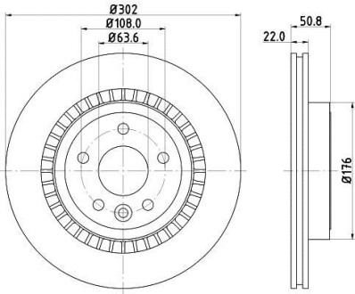 Тормозной диск задний вентилируемый HELLA 8DD 355 129-151