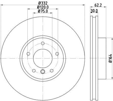 Тормозной диск передний вентилируемый HELLA 8DD 355 129-291