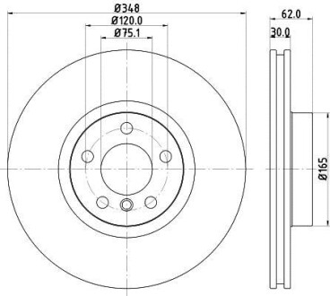 Тормозной диск передний вентилируемый HELLA 8DD 355 129-301