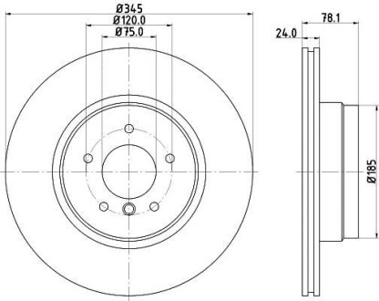 Тормозной диск задний вентилируемый HELLA 8DD 355 129-321