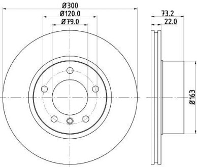 Тормозной диск передний вентилируемый HELLA 8DD 355 129-401