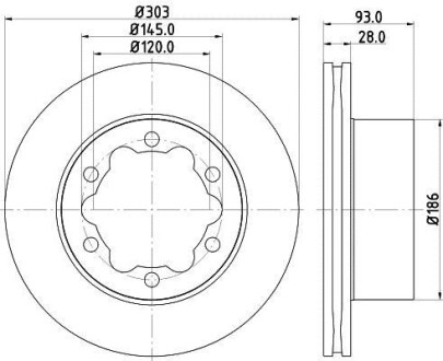 Тормозной диск задний вентилируемый HELLA 8DD 355 129-411