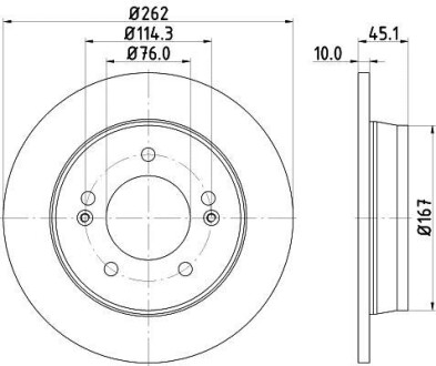 Тормозной диск задний невентилируемый HELLA 8DD 355 129-451