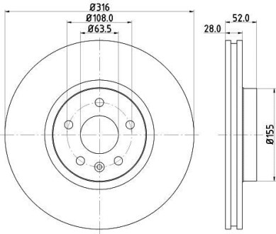 Тормозной диск передний вентилируемый HELLA 8DD 355 129-511