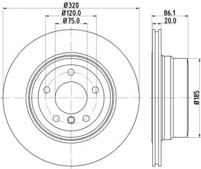 Тормозной диск задний вентилируемый HELLA 8DD 355 129-571