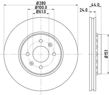 Тормозной диск передний вентилируемый HELLA 8DD 355 129-611