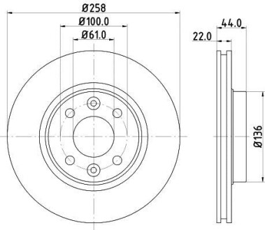 Тормозной диск передний вентилируемый HELLA 8DD 355 129-621