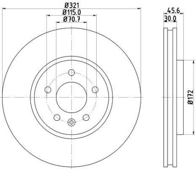 Тормозной диск передний вентилируемый HELLA 8DD 355 129-691