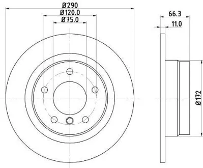 Тормозной диск задний невентилируемый HELLA 8DD 355 129-731