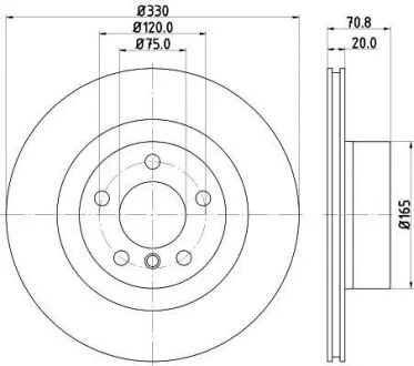 Тормозной диск задний вентилируемый HELLA 8DD 355 129-811