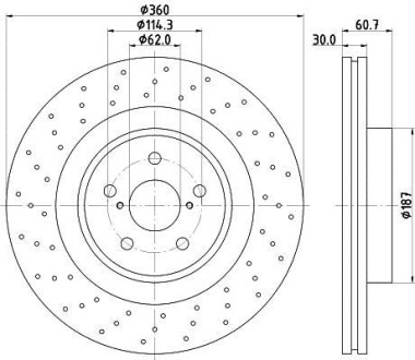 Тормозной диск передний вентилируемый HELLA 8DD 355 129-851