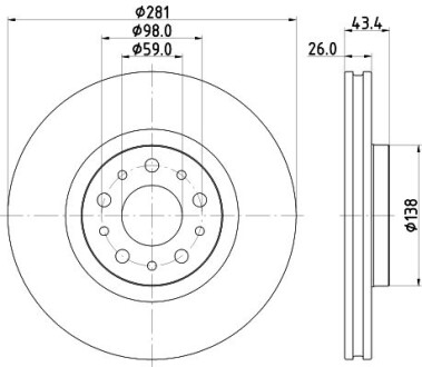 Тормозной диск передний вентилируемый HELLA 8DD 355 132-131