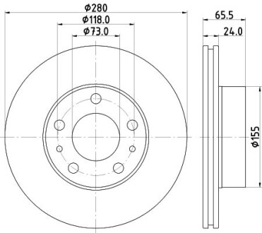 Тормозной диск передний вентилируемый HELLA 8DD 355 132-141