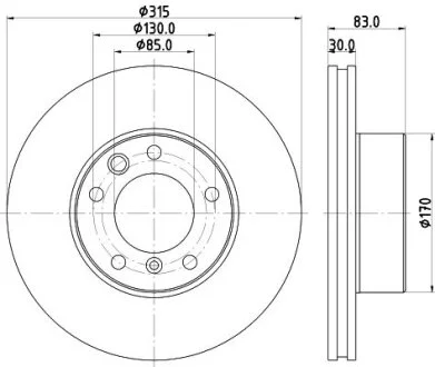 Тормозной диск передний вентилируемый HELLA 8DD 355 132-151