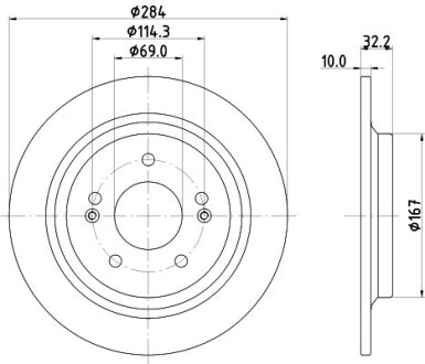 Тормозной диск задний невентилируемый HELLA 8DD 355 132-921