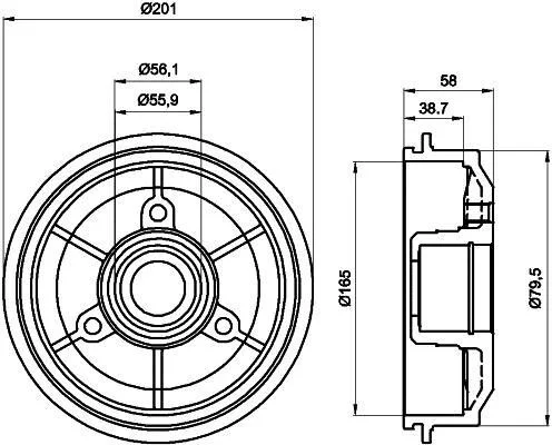 Тормозной барабан задний HELLA 8DT 355 300-051 (фото 1)