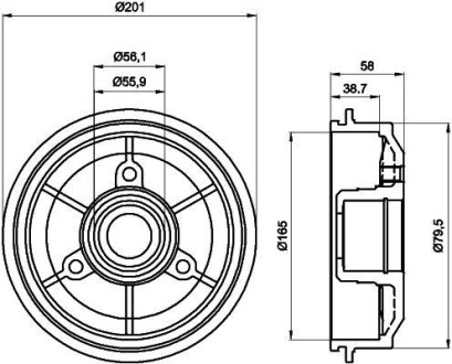 Тормозной барабан задний HELLA 8DT 355 300-051