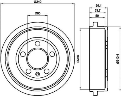 Тормозной барабан задний HELLA 8DT 355 300-371