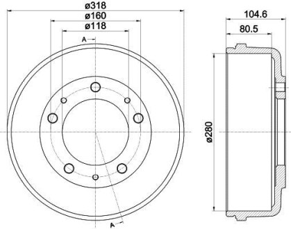 Тормозной барабан задний HELLA 8DT 355 300-451