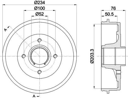 Тормозной барабан HELLA 8DT 355 300-611