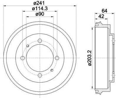 Тормозной барабан задний HELLA 8DT 355 300-841