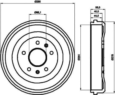 Тормозной барабан задний HELLA 8DT 355 300-901