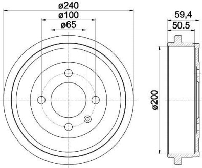 Тормозной барабан задний HELLA 8DT 355 301-571