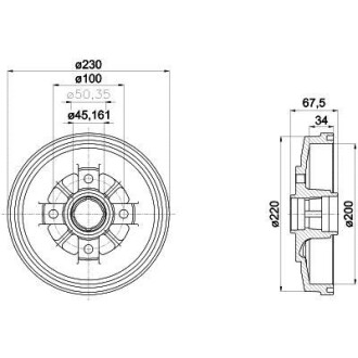 Тормозной барабан задний HELLA 8DT 355 301-941