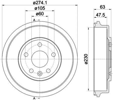 Тормозной барабан HELLA 8DT 355 302-601