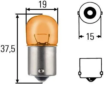 Лампа накаливания желтая RY10W 12V 10W HELLA 8GA 002 071-051
