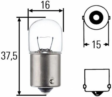 Лампа накаливания R5W 12V 5W HELLA 8GA 002 071-123