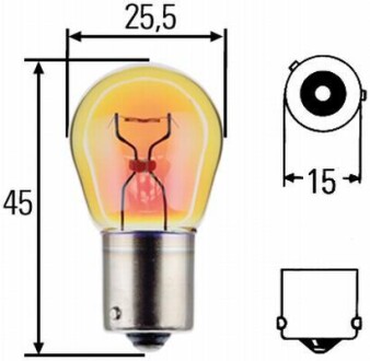 Лампа накаливания желтая PY21W 12V 21W HELLA 8GA 006 841-123